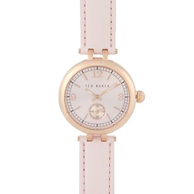 Ladies pink leather round dial watch te10023476